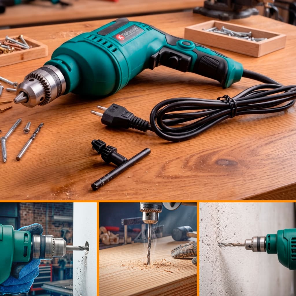 Furadeira Parafusadeira Elétrica 900W Reversível Mandril 10mm 3/8 Nakasaki Cor Azul 127/220v