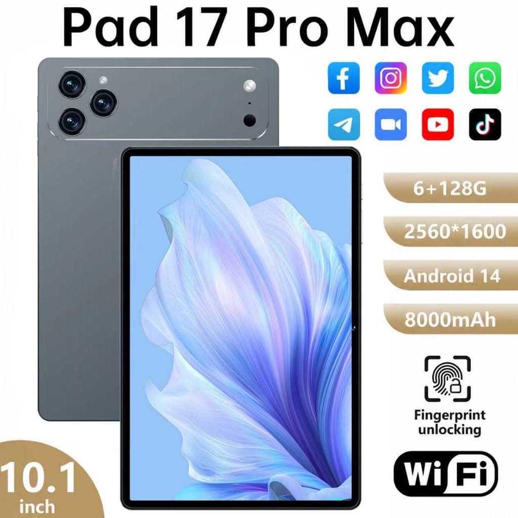 Tablet N17 Wifi com chip 10.1 10000mah Android 14, 6GB RAM 128GB Teclado+Mouse+Fones de ouvido Bluetooth Câmera