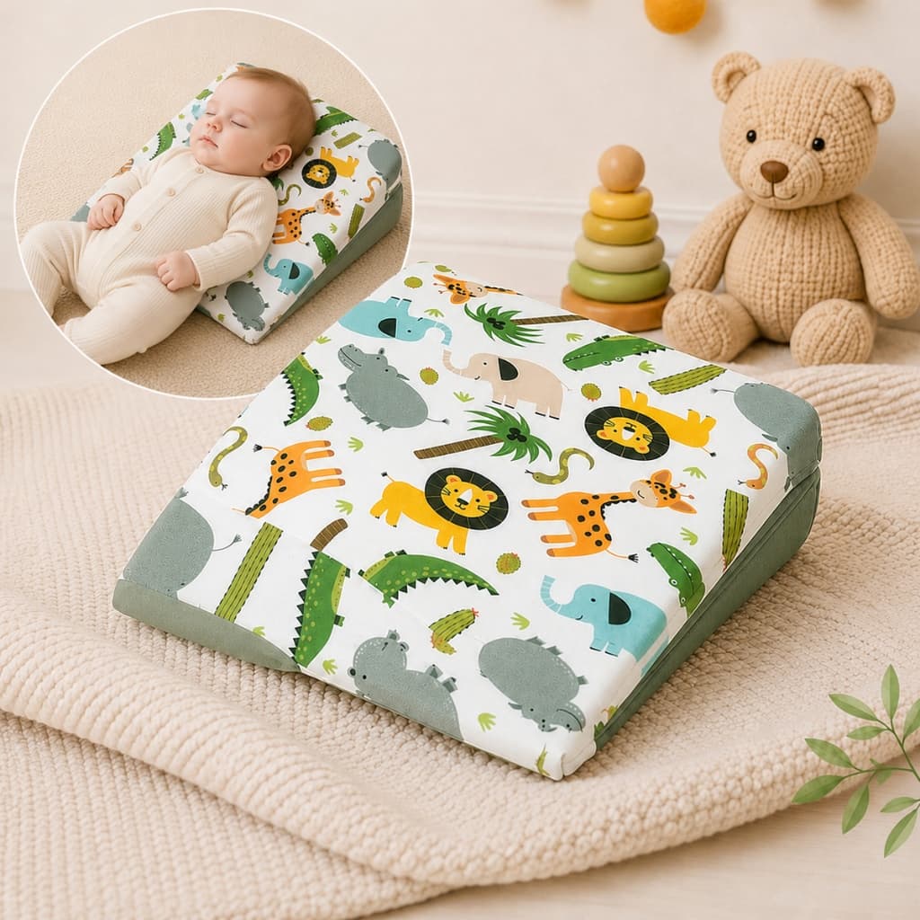 Travesseiro Anti Refluxo Para Carrinho Moises Antialérgico Bebê Menino Menina (Capa + Enchimento)