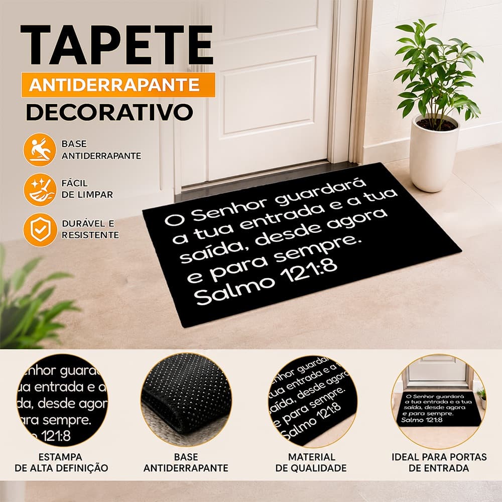 Tapete de Porta de Entrada 40x60 Antiderrapante  -  O SENHOR GUARDARÁ