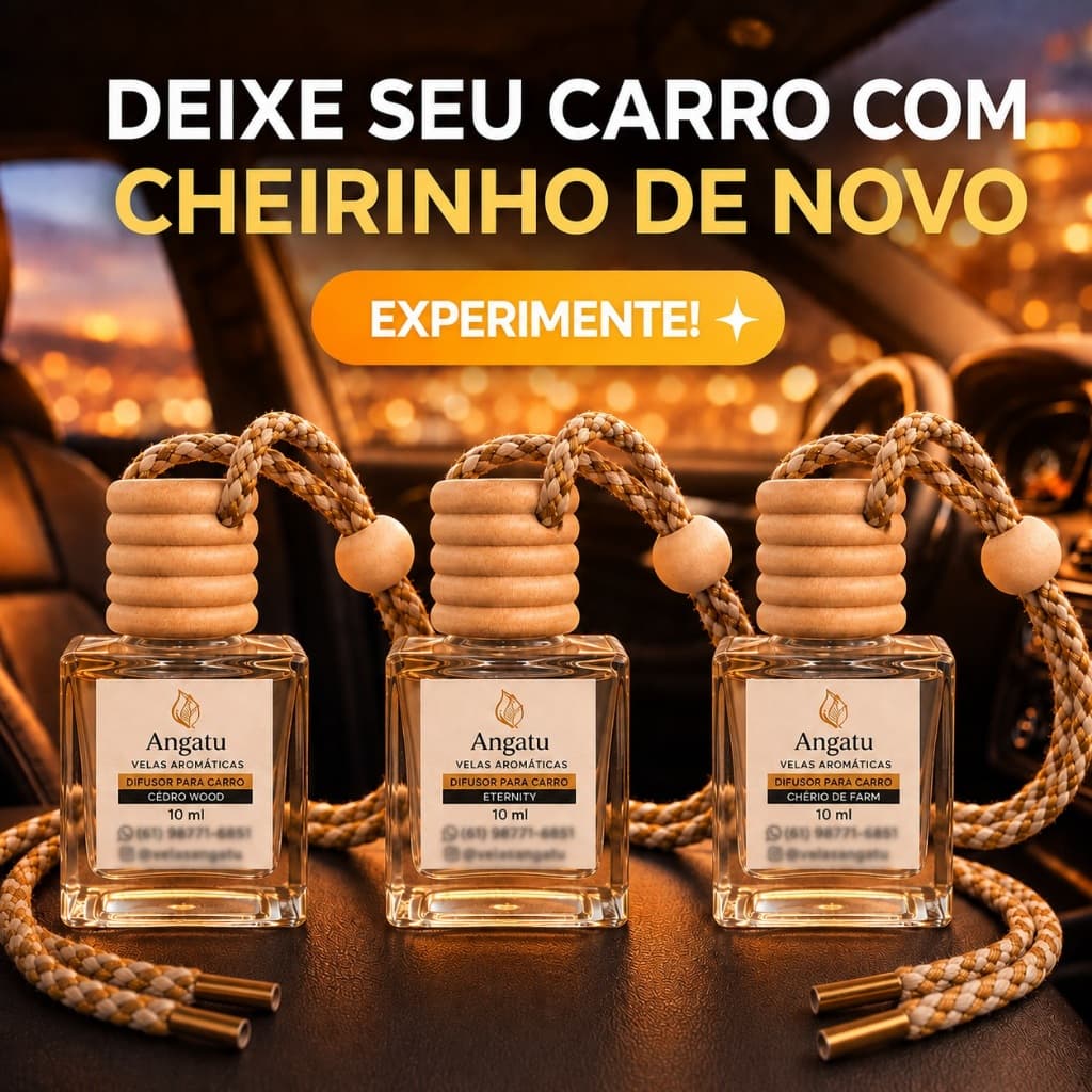 Kit c/ 3 Cheirinho de Carro Novo Angatu 10ml - Aromatizante Automotivo Premium Odorizador e Perfume