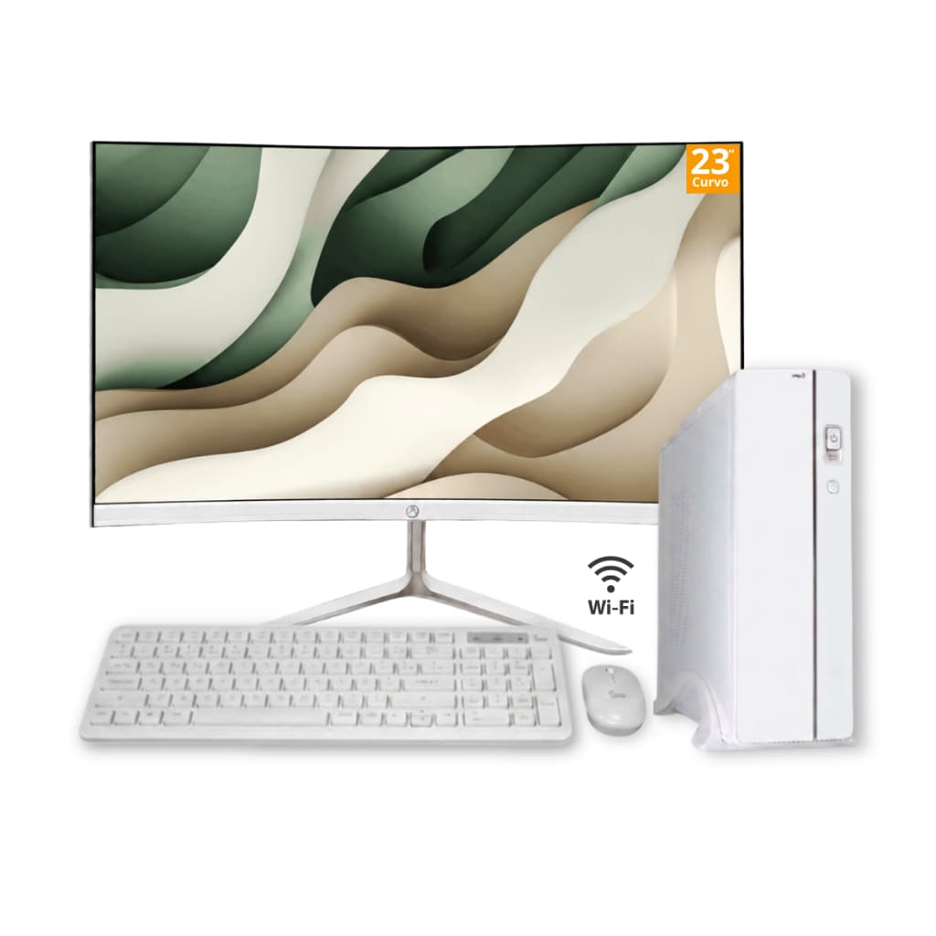 Computador Pc Slim I5 SSD 240GB 16GB RAM Teclado e Mouse Sem Fio Monitor Led 23"Curvo Windows 10 PRO Wifi