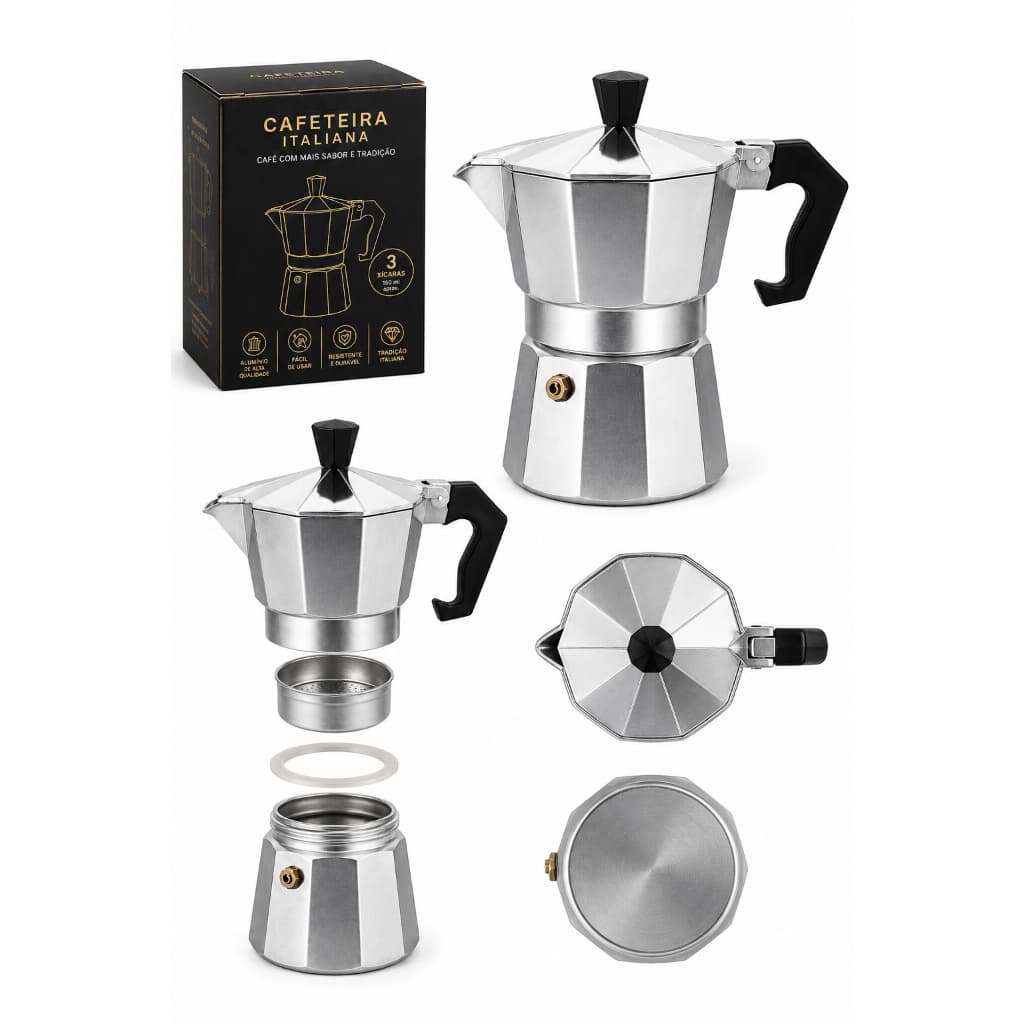 Cafeteira Italiana Inox 3 Xícaras Cafe Expresso Tradicional Duravel Compacta