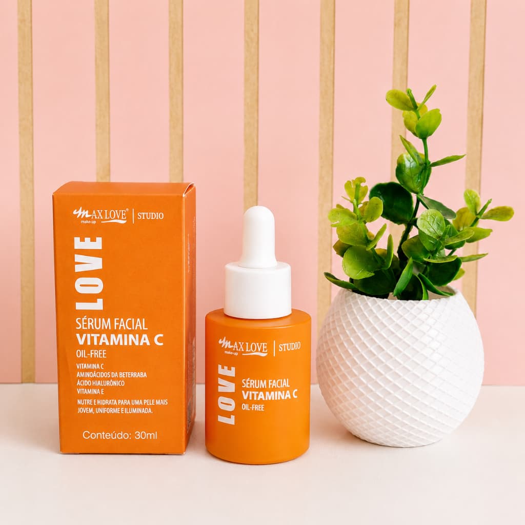 Sérum Facial Vitamina C Max Love Studio 30ml Ácido Hialurônico Oil Free Clareador Facial