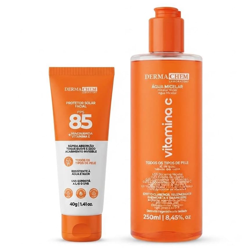 Kit Dermachem Protetor Solar Facial FPS 85 + Água Micelar Limpeza e Hidratação