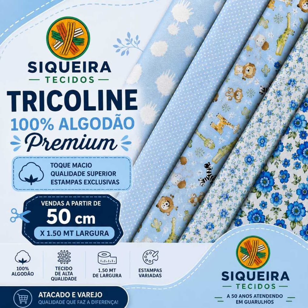 Tecido Tricoline Coleção NOVA 2026 100% algodão (vendas a partir de 25 CM x 1,50 MT LARGURA).Trabalhos de patchwork