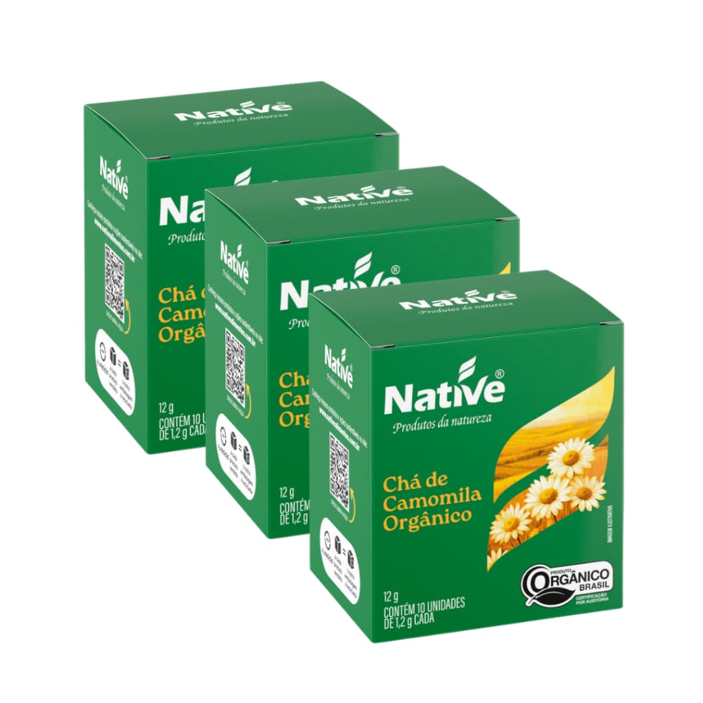 Kit 3 Chá De Camomila Orgânico Native 10 Sachês 12g