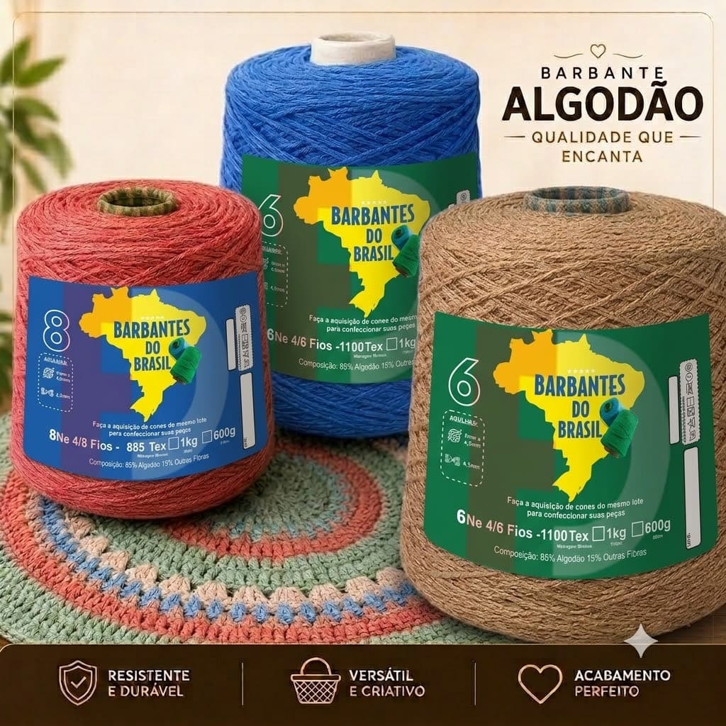 Barbantes Para Crochê 1kg Ou 500g Fios 6 ou 8 de Fabricação Própria / Muito Macio, Não Desbota e Não Mancha!