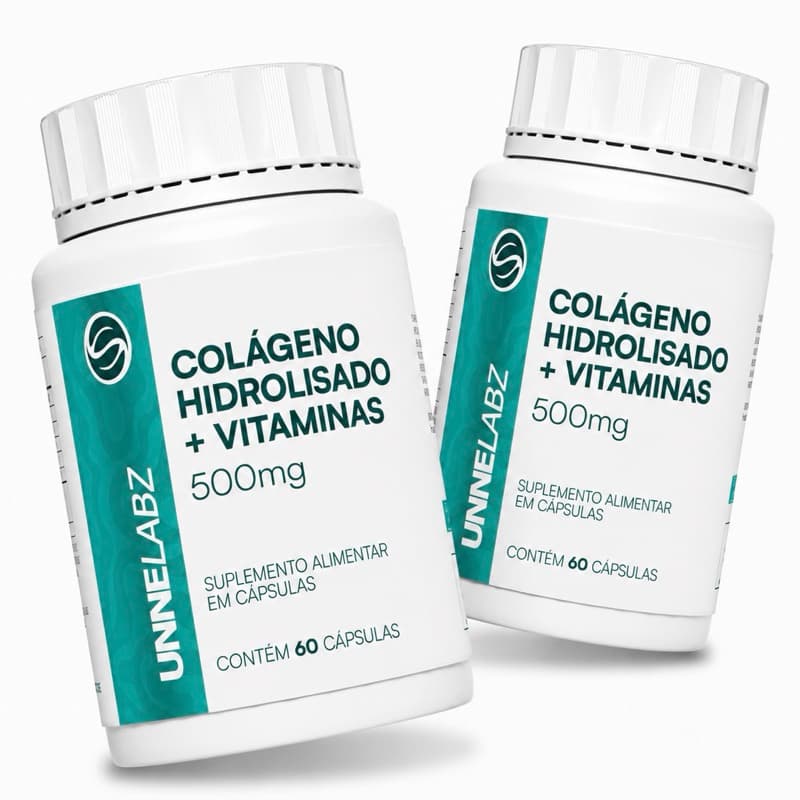 Colágeno Hidrolisado + Vitaminas 500mg UNNELABZ Original 60 Cáps Suplemento Alimentar