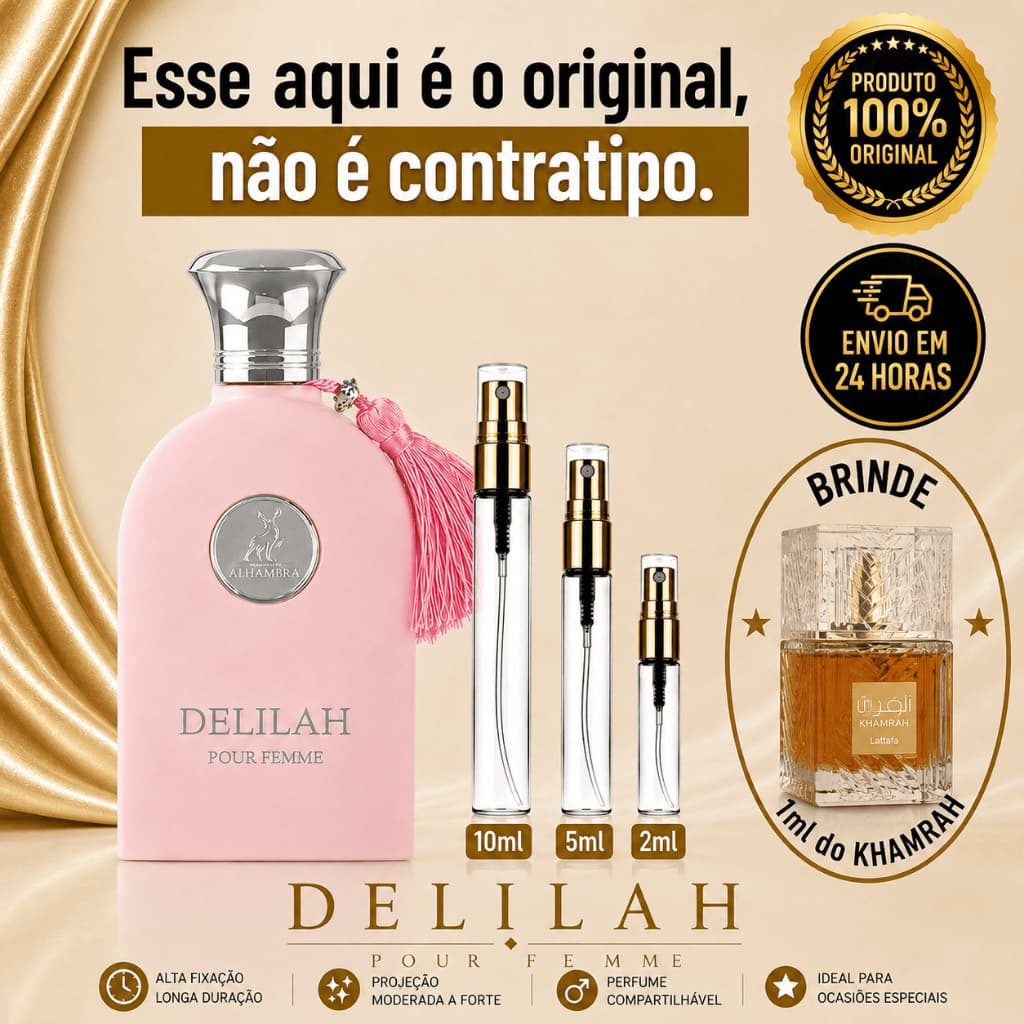 Delilah Perfume Árabe Feminino  - 100% ORIGINAL - Importado - Alta Fixação - Alta Projeção - Doce / Floral