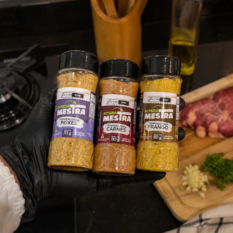 Kit 3 Temperos Pitada Mestra – Carne, Frango e Peixes [Envio HOJE]