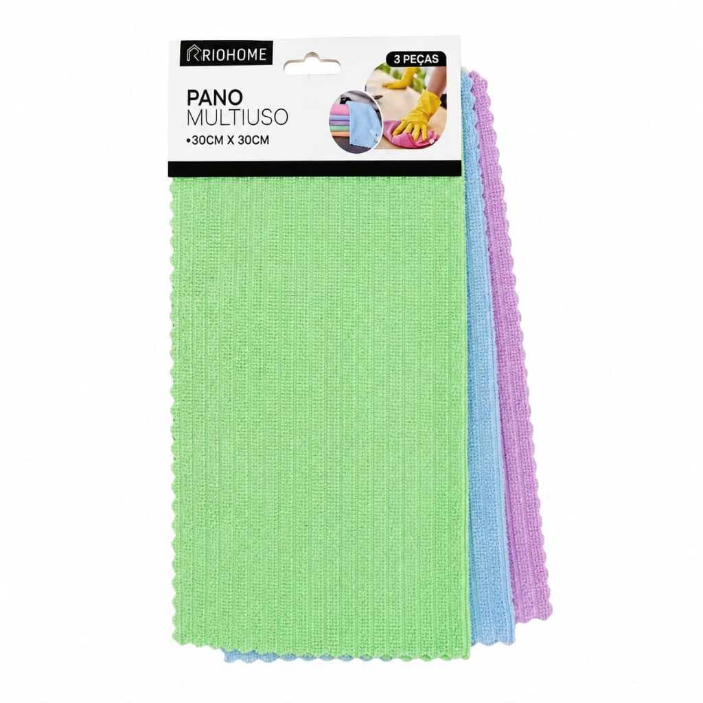 Kit 3 Panos Microfibra 30x30cm Multiuso, para Limpeza automotiva carro, Limpeza Doméstica Casa Moveis