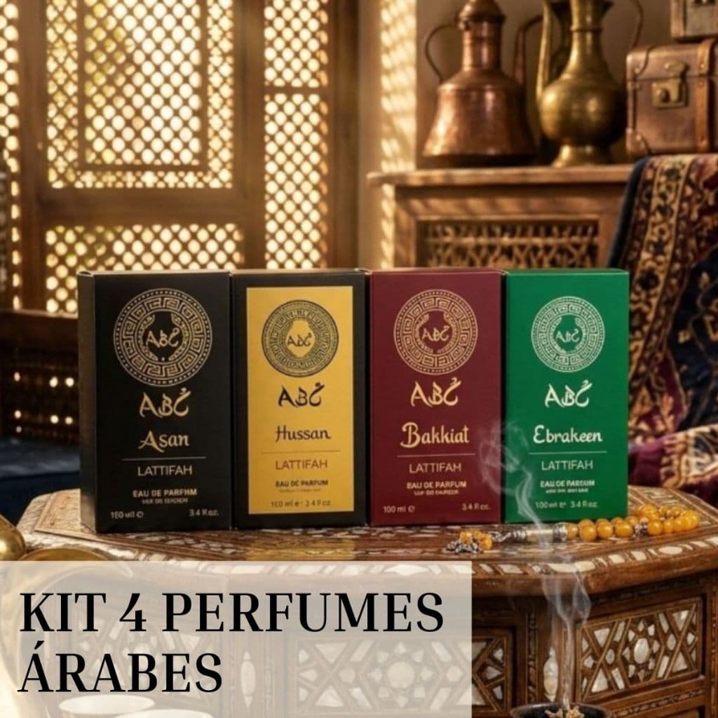Kit 4 Perfumes Árabes Masculino Lattifah 100ml EDP Fragrância Amadeirada Importado Longa Duração