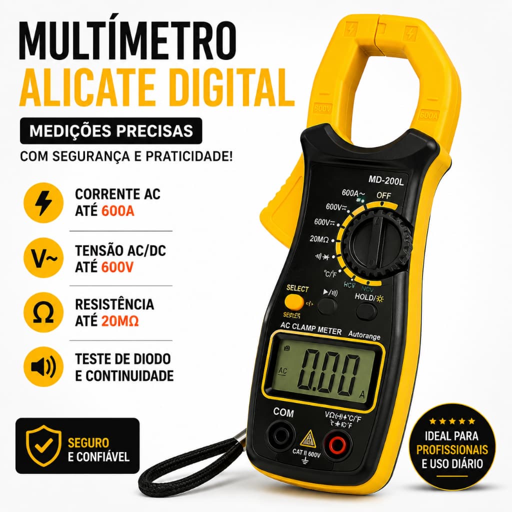 Alicate Amperímetro Digital Multímetro AC Profissional Medidor Corrente Tensão -ENVIO IMEDIATO
