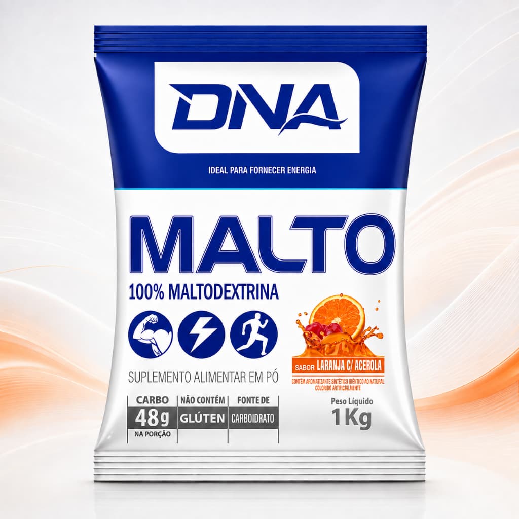 Malto Dextrina Rápida Absorção Pré Treino 1kg Sabor Laranja c/ Acerola - Dna Suplementos