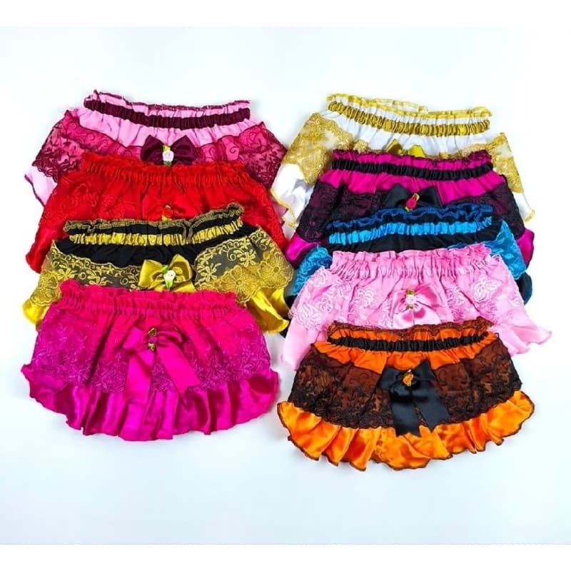 🎀Kit 3 Calcinhas Tapa-Fralda Infantil em Cetim com Renda