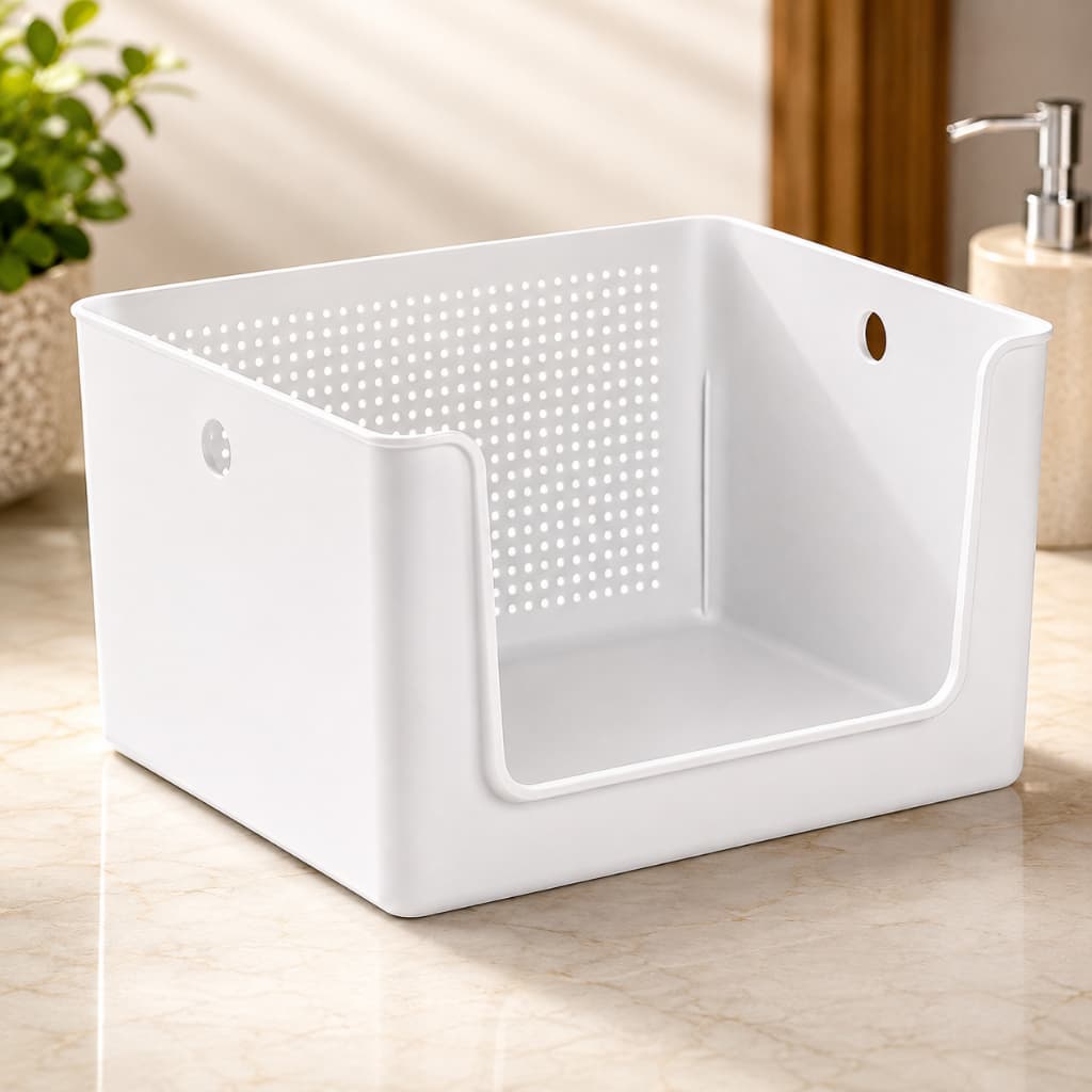 Cesto Organizador 16L Multiuso Caixa Organizadora para Lavanderia Banheiro Cozinha Closet com Acesso Frontal