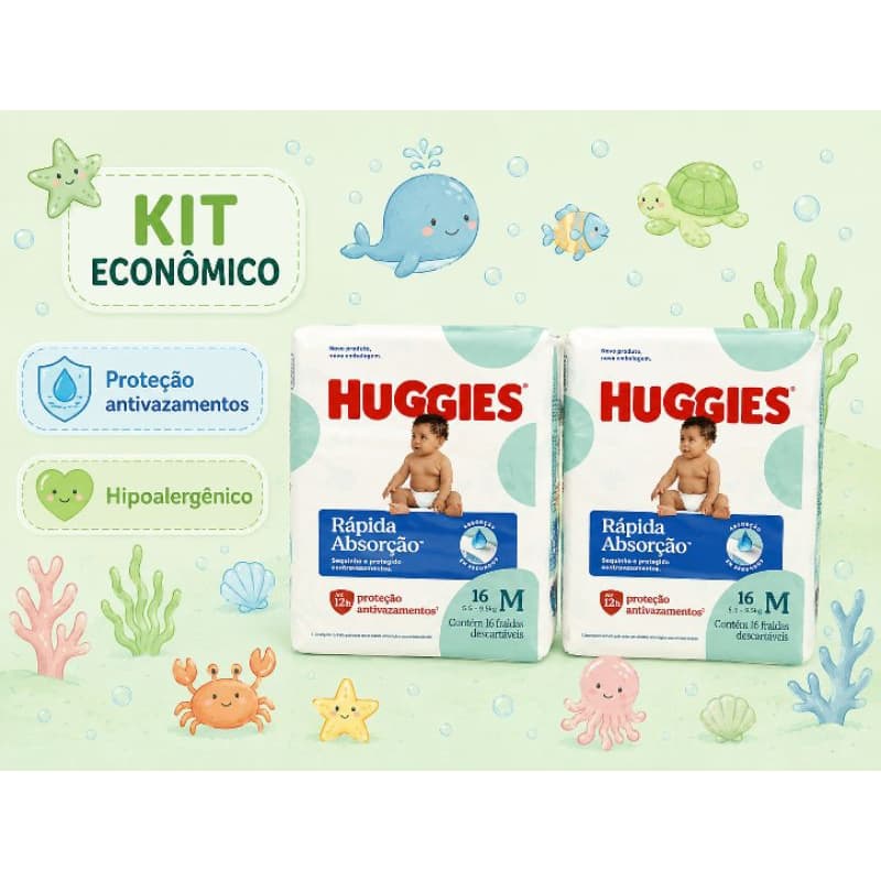 kit fraldas Huggies tamanho M kit econômico