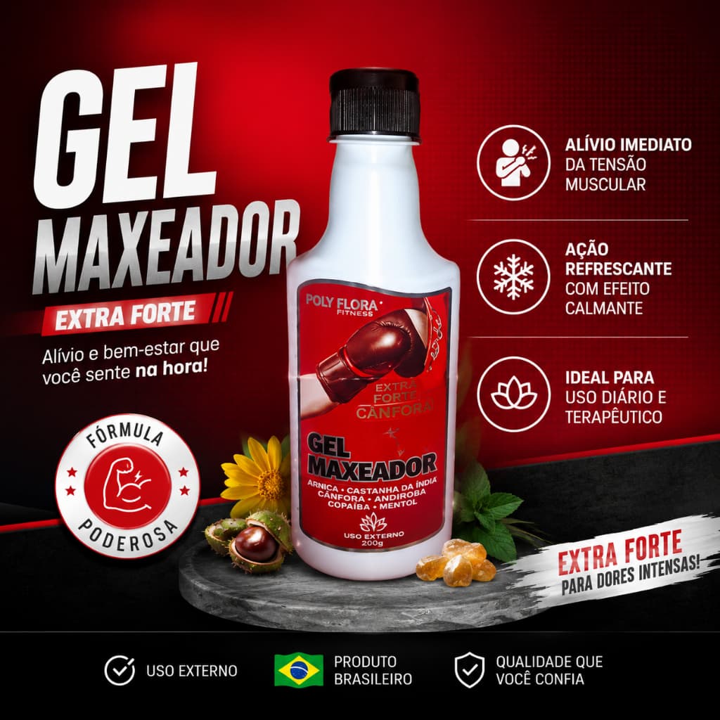 Gel Massageador Arnica + Sebo de Carneiro Poly Flora 200g | Uso Corporal e Massagem