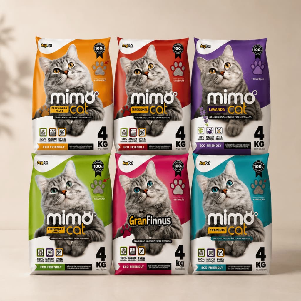 Areia Sanitária MIMO CAT Granulado Higiênico Alta Absorção Eco Friendly 4kg ou 20kg Várias Opções