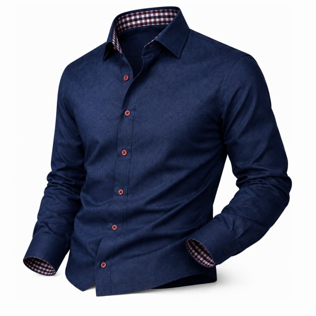 Camisa Masculina Manga Longa Social Slim Fit Com Detalhes Internos - Festa, Trabalho, Igreja