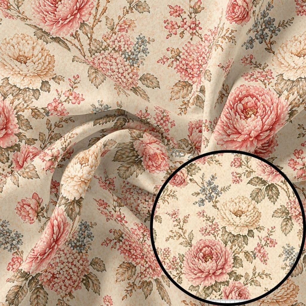 Tecido Patchwork Digital Floral Bege DGAA916654
