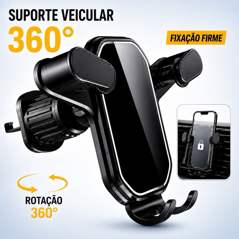 Suporte de Celular Carro 360º Giratório Universal veicular Ventilacao Ar Condicionado Veicular