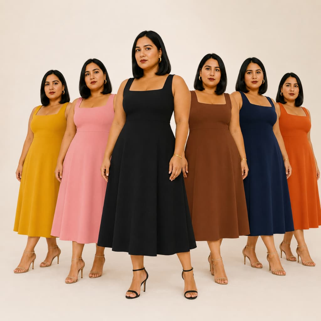 Vestido Longo Plus Size Feminino com Decote Quadrado