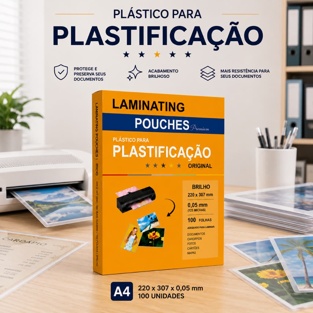 Polaseal Plástico Plastificação A4 220x307mm 0,05mm 125 Micras 100 unidades