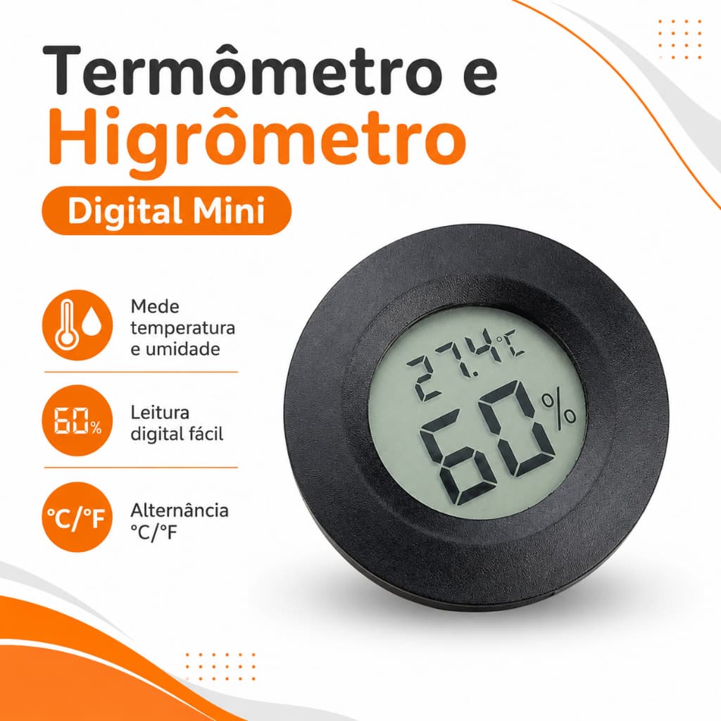 Termômetro Higrômetro Digital Mini LCD Temperatura Umidade - Chocadeira | Terrário | Estufa | Impressora 3D