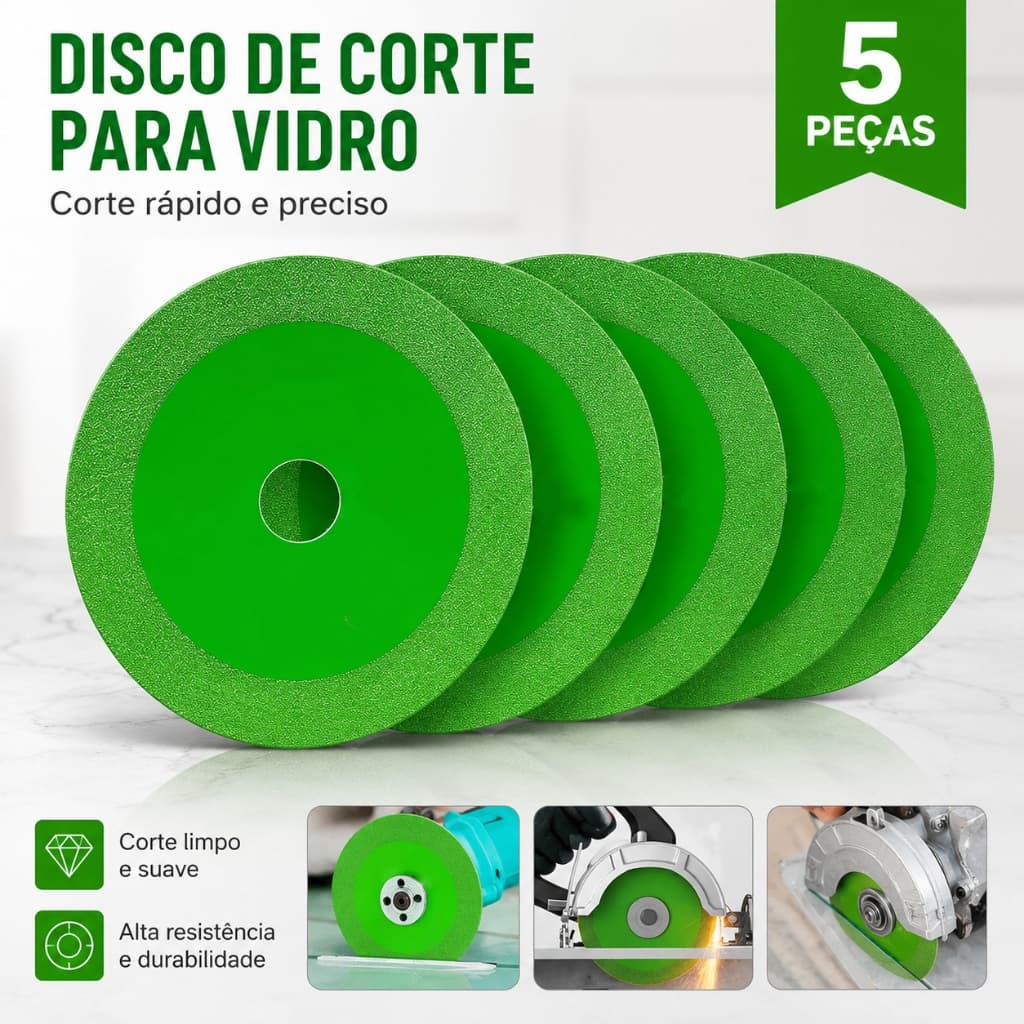 Disco de Corte para Vidro Espelho Cerâmica Porcelanato Corte Afiado Fenda Fina para Esmerilhadeira Casa Reforma