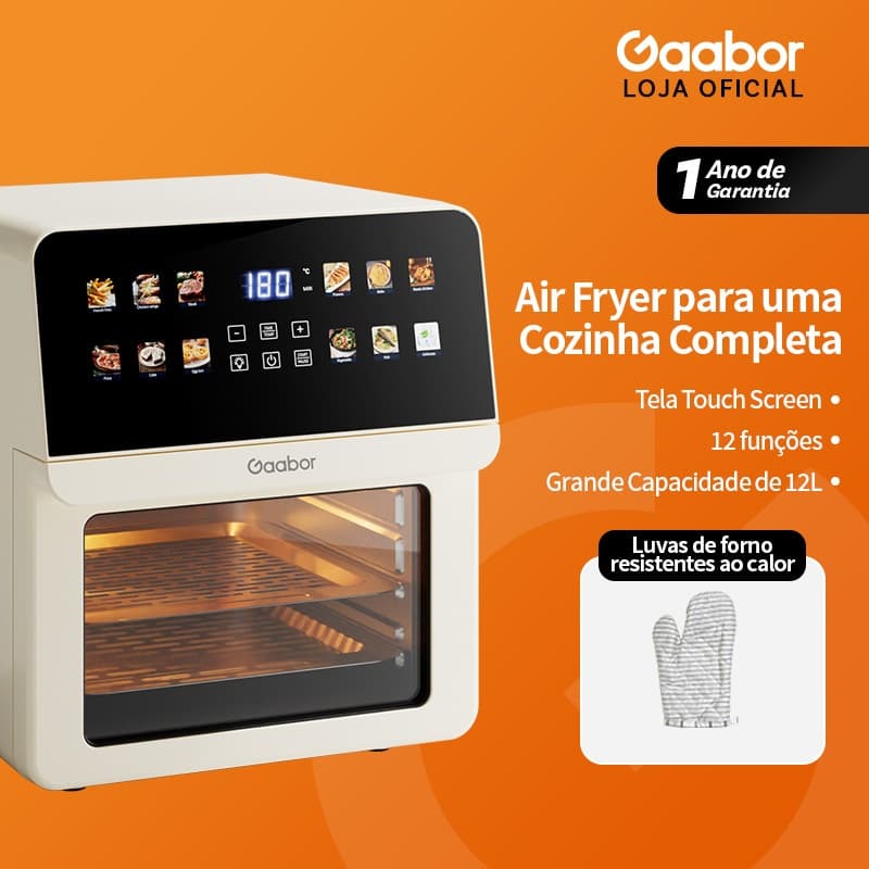 Gaabor Air Fryer Oven 12L Digital Touch Sem Óleo Fritadeira Elétrica Bivolt 127V/220V AF-120T02