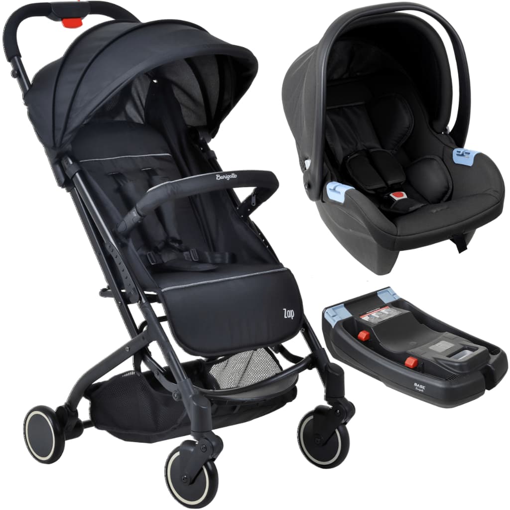 Carrinho de Bebe Burigotto Zap Black Preto com Bebe Conforto e Base