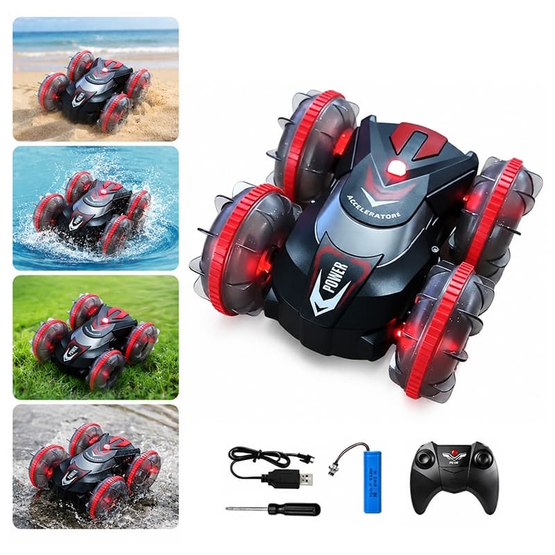 Carrinho Controle Remoto Anfíbio Acrobático RC Brinquedo Infantil