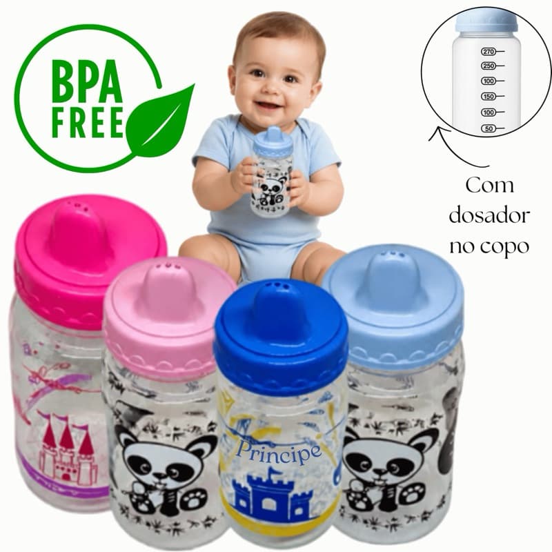 Copo Treinamento Petita 270ML, Copo Mamadeira infantil bebê, Copo de transição Infantil