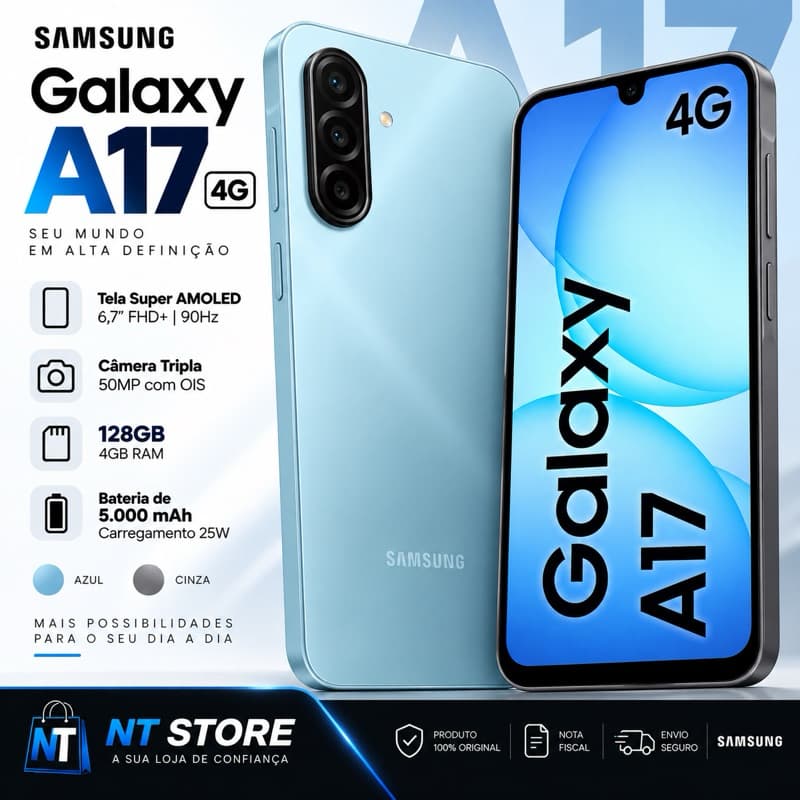 Celular Samsung Galaxy A17 4G 128GB 4GB RAM 50MP Super AMOLED