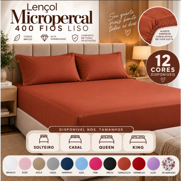 Jogo de Lençol Cama Solteiro/Casal/Queen/king Box 2 e 3 Peças Liso - Diversas Cores