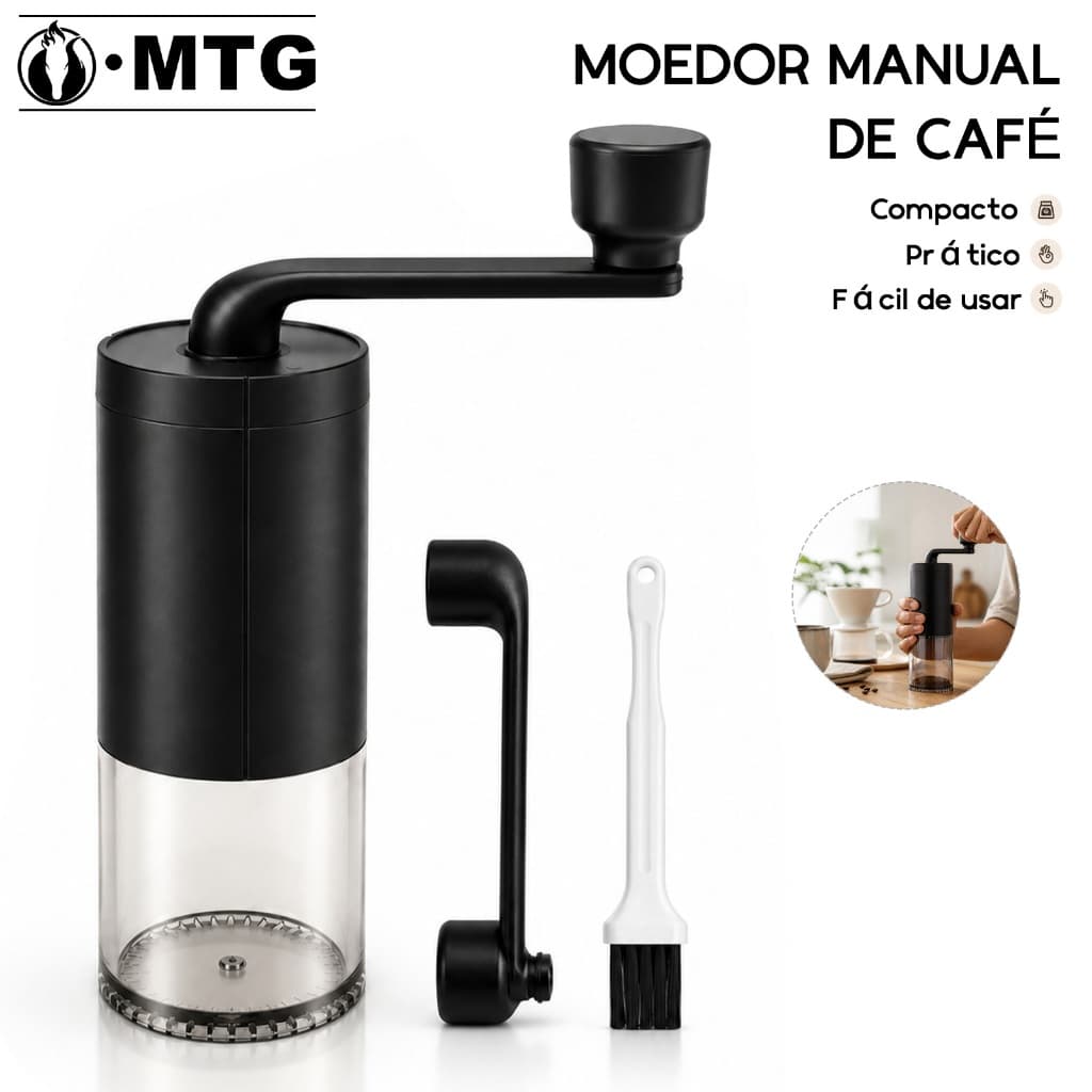 Moedor de Café Manual com Moinho de Cerâmica, Ajuste Manual, Portátil para Café em Grãos, Cozinha e Viagem