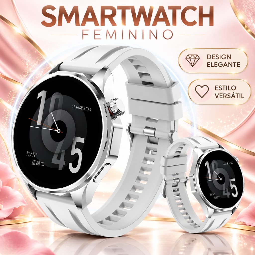 AURAFIT Smartwatch Relógio Inteligente Faz Chamadas IP68 Prova D'água 100+ Modos Esporte Bateria Longa Android iOS