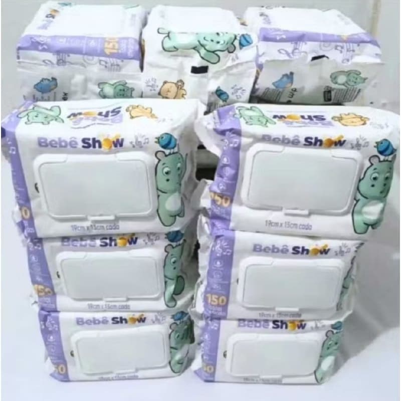 Kit 4 Lenços Umedecidos Bebê Show 600 Unidades | 150 Cada | Toalhinhas Umedecidas Bebê com Tampa