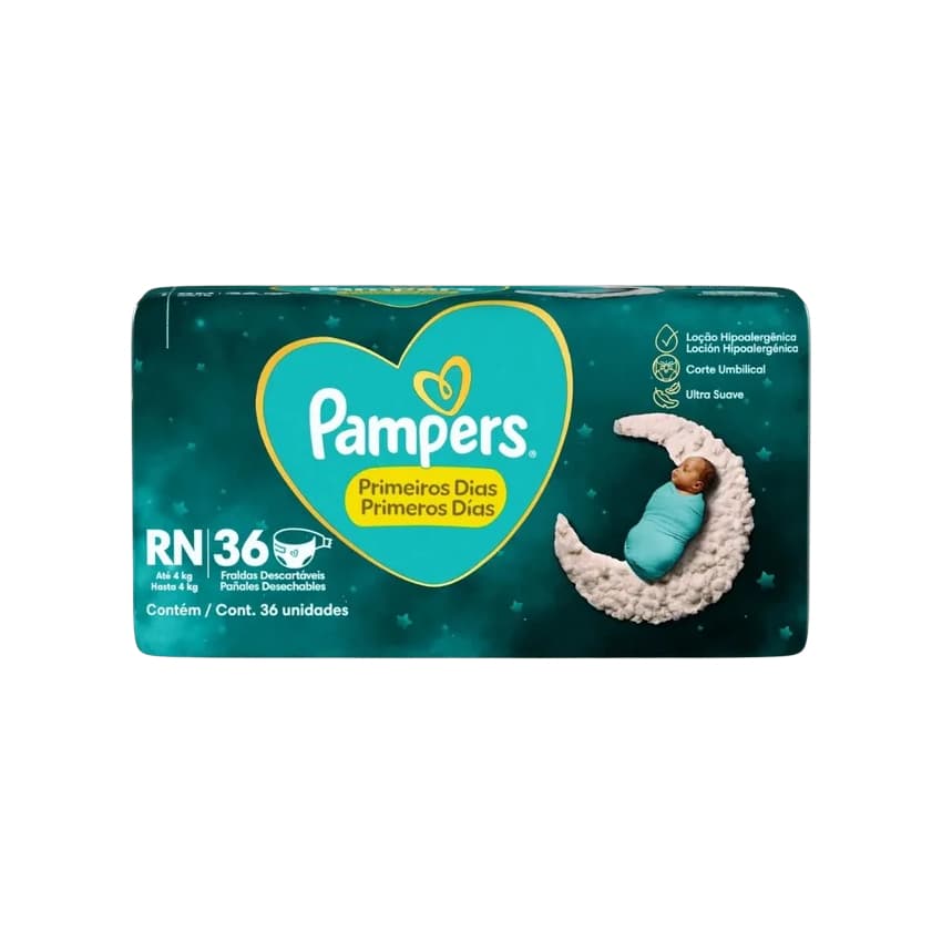 1 pacote Fralda Pampers Premiun Care RN 36un até 4kg