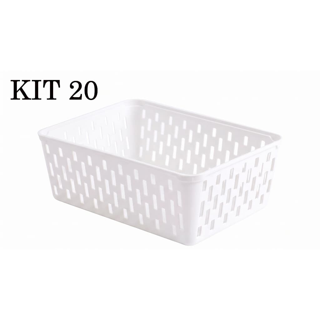 Kit 20 Cestinhas Plásticas Brancas para Remédios Primeiros Socorros e Higiene