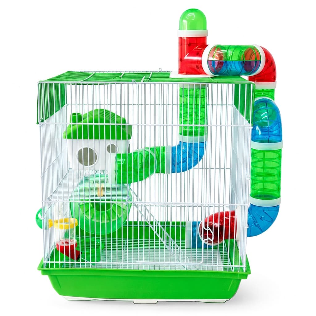 Gaiola Para Hamster 2 Andares Com Tubos Roda Bebedouro E Casinha