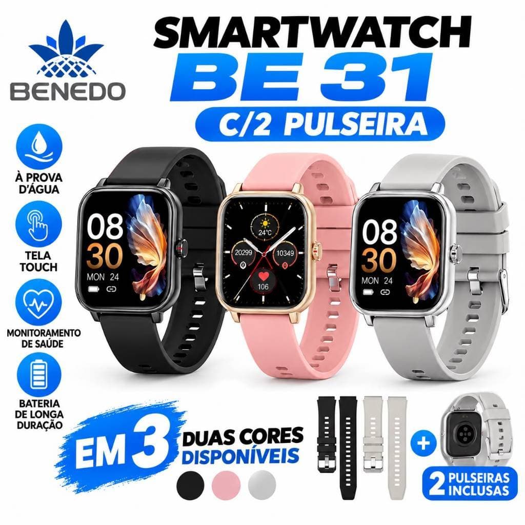 Smartwatch Relógio digital masculino feminino BE31 Series 12 2026 inteligente Aprova D'água IP68