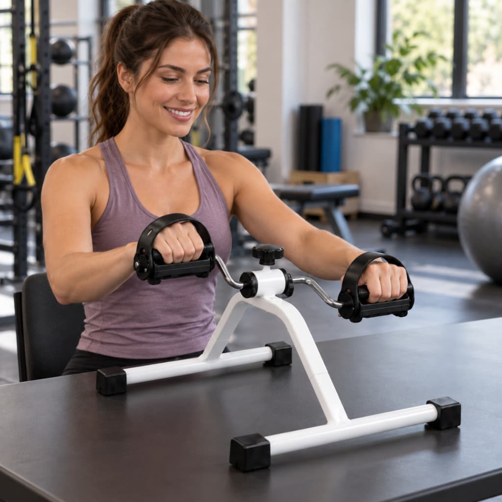 Mini Bicicleta Ergométrica Fisioterapia Braços Pernas Exercicios para Idosos Saude Bem Estar