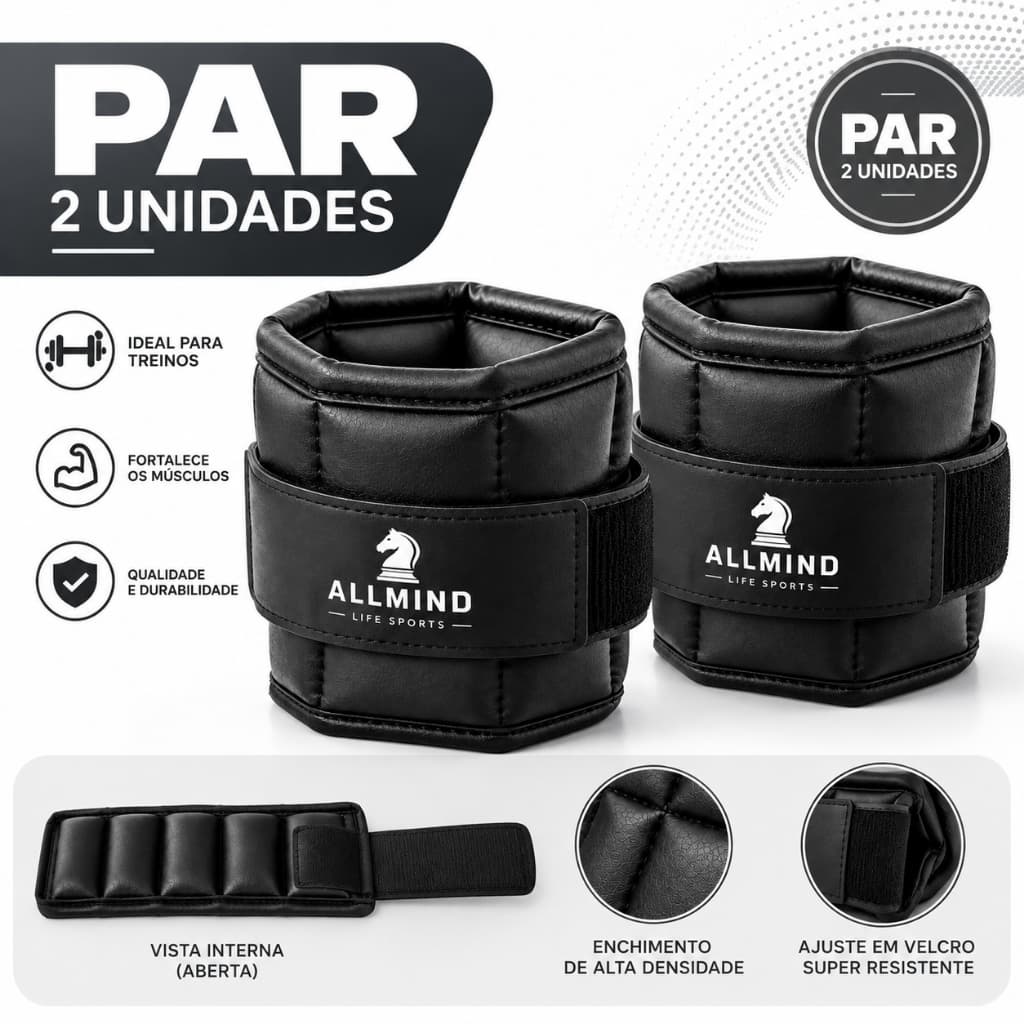 Par Caneleira de Academia Kit Caneleira Fit 2kg 4kg 6kg 8kg 10kg Academia Musculação Fitness Treino Funcional Tornozelo