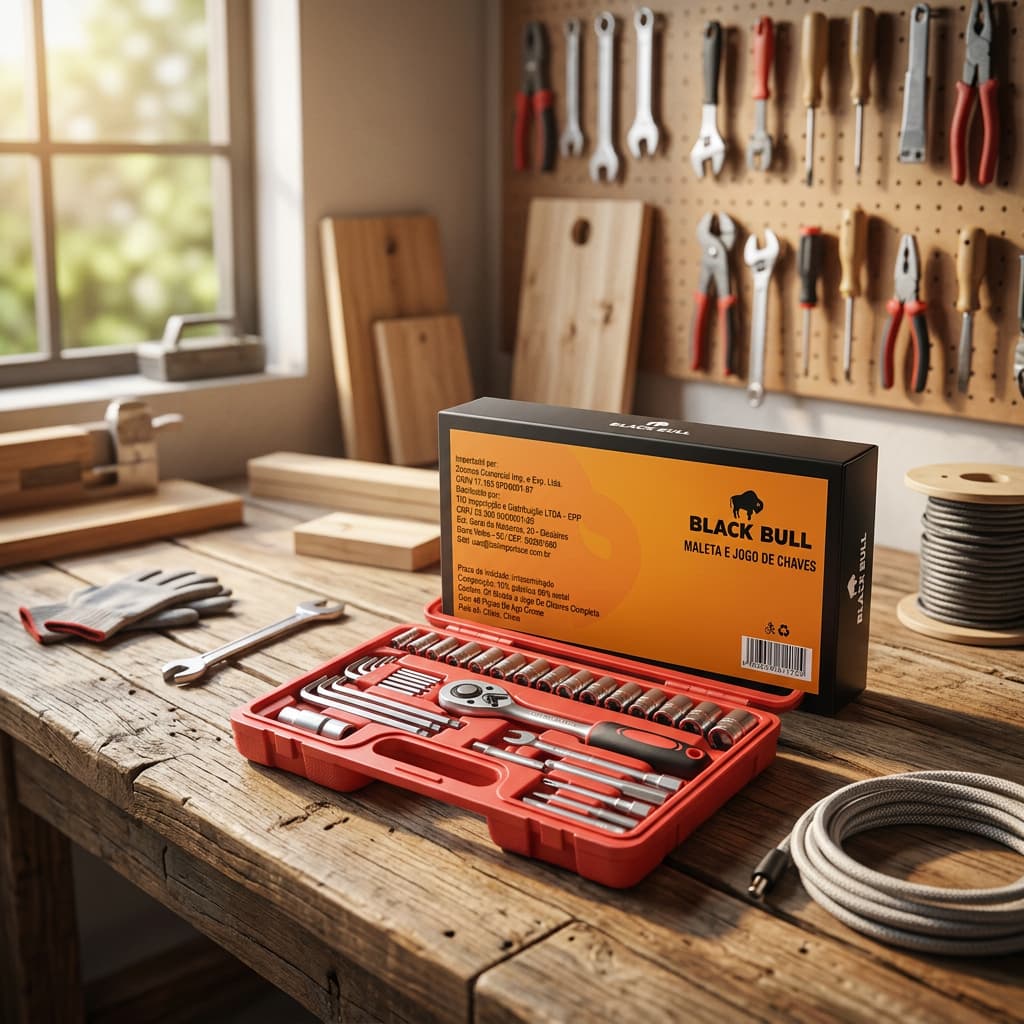 🔧 Maleta de Ferramentas com 46 Peças Jogo de Chaves Completo Kit Manutenção Reparo Casa Oficina