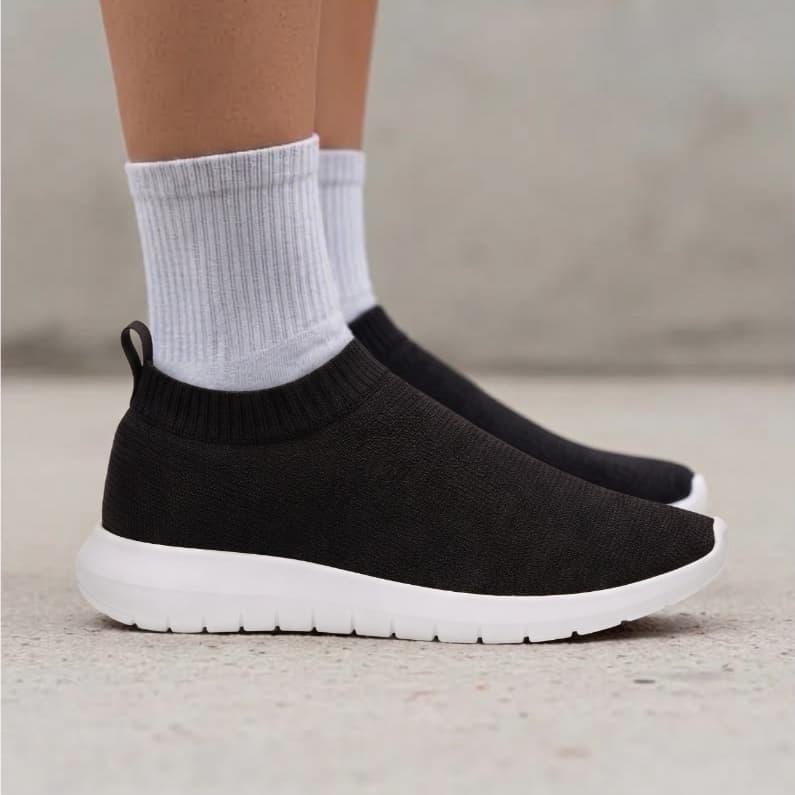 Tênis Feminino Slip On Tricô Sem Cadarço Confortável Respirável Leve Casual Dia a Dia Do 34 ao 39
