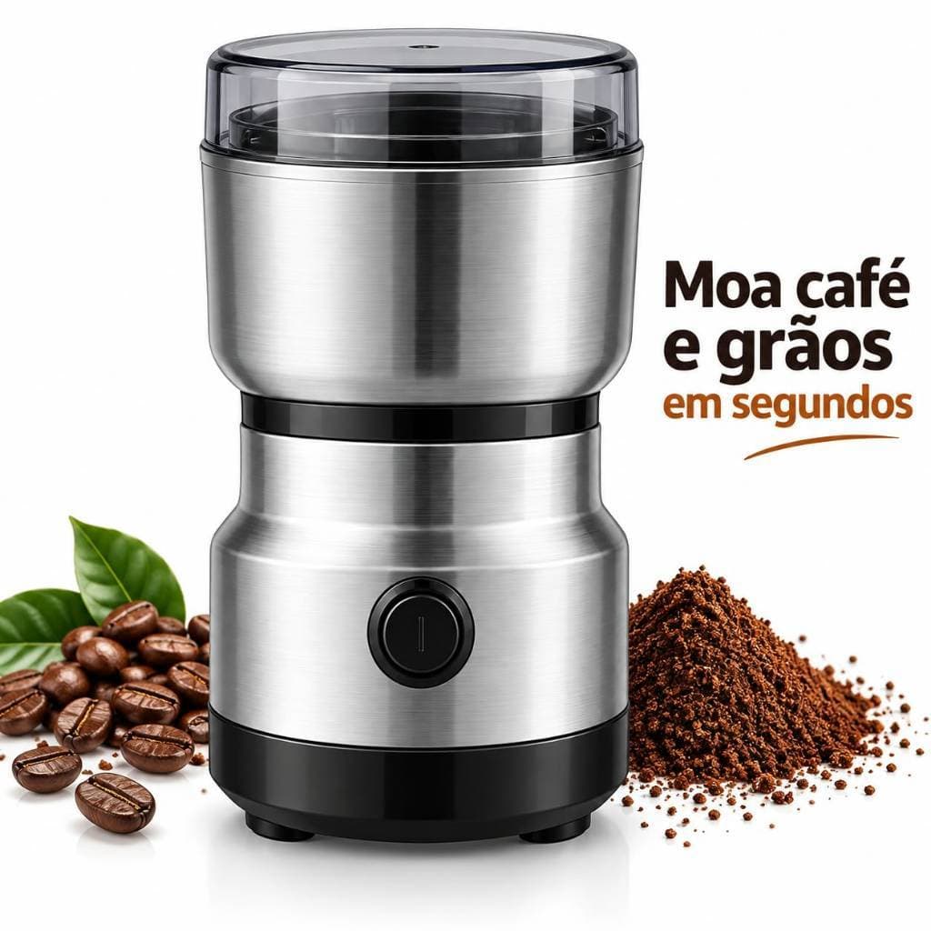 Moedor de Café Elétrico 110V Triturador de Grãos Sementes e Temperos em Aço Inox