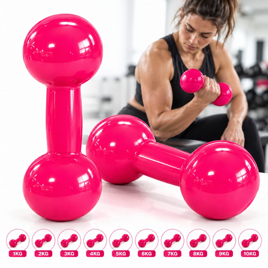 Peso Academia Halter Bola Rosa Emborrachado 1kg 2kg 3kg 4kg 5kg 7kg 8kg 9kg 10kg Funcional Fisioterapia Academia